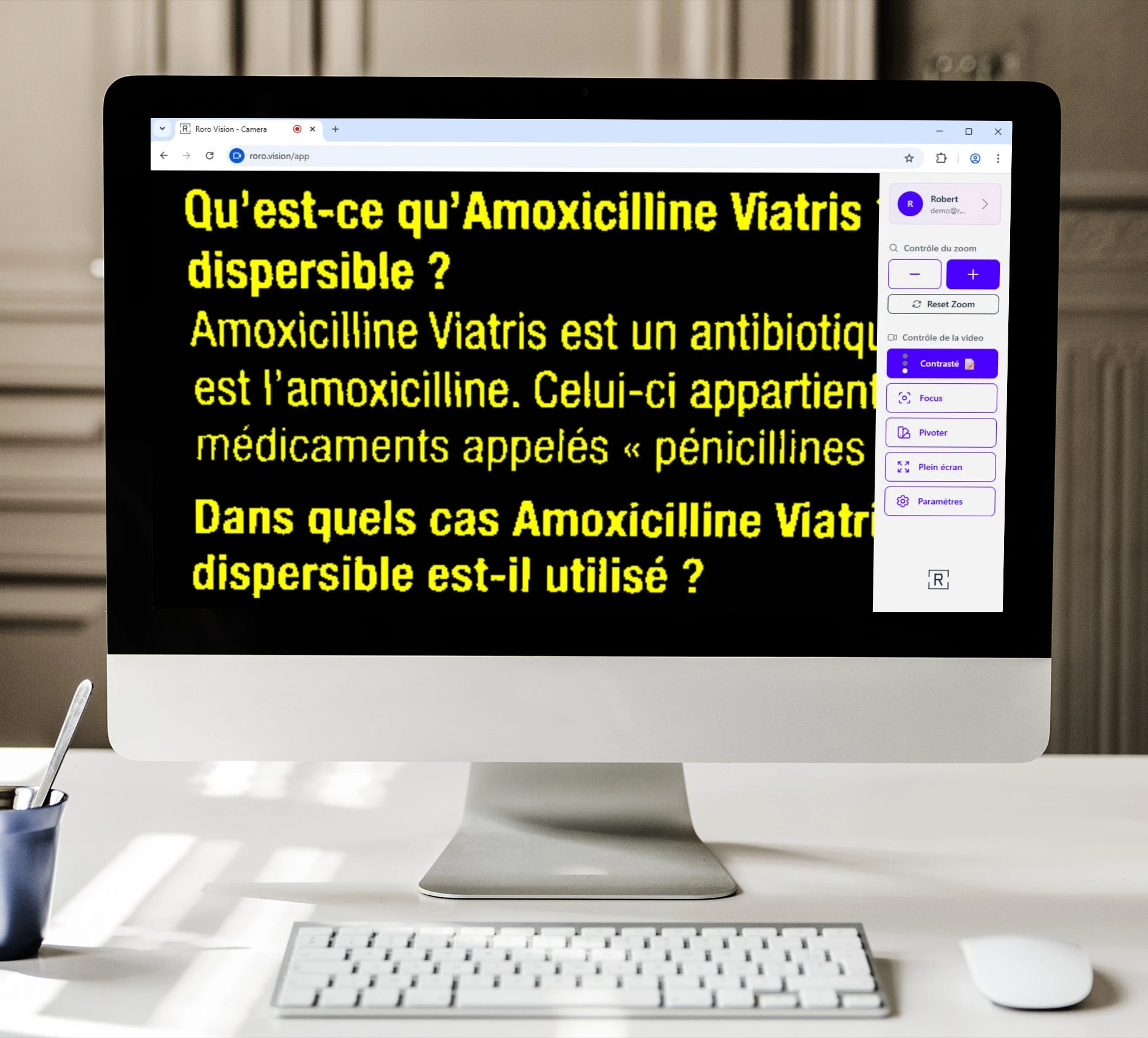 Interface du logiciel RORO
