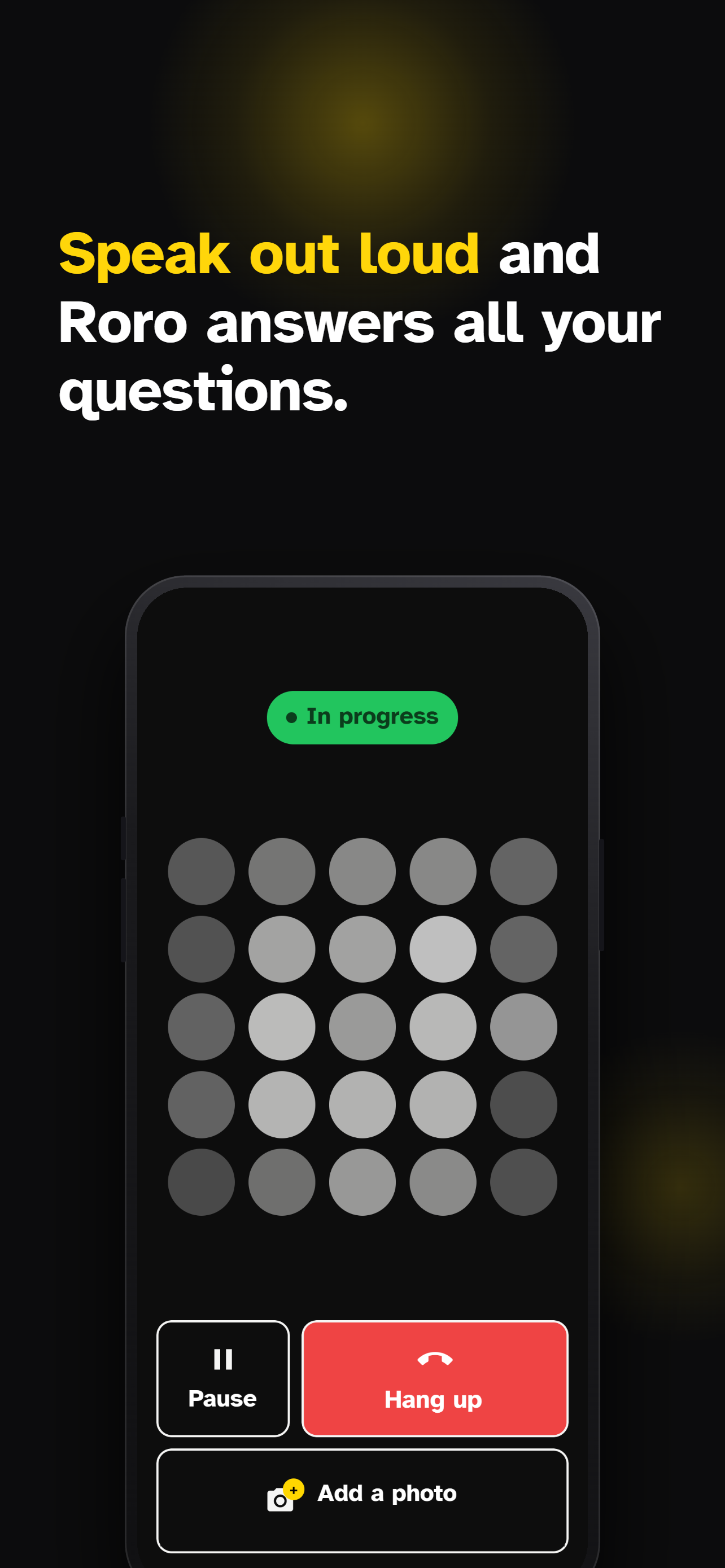 Roro app — voice conversation in progress
