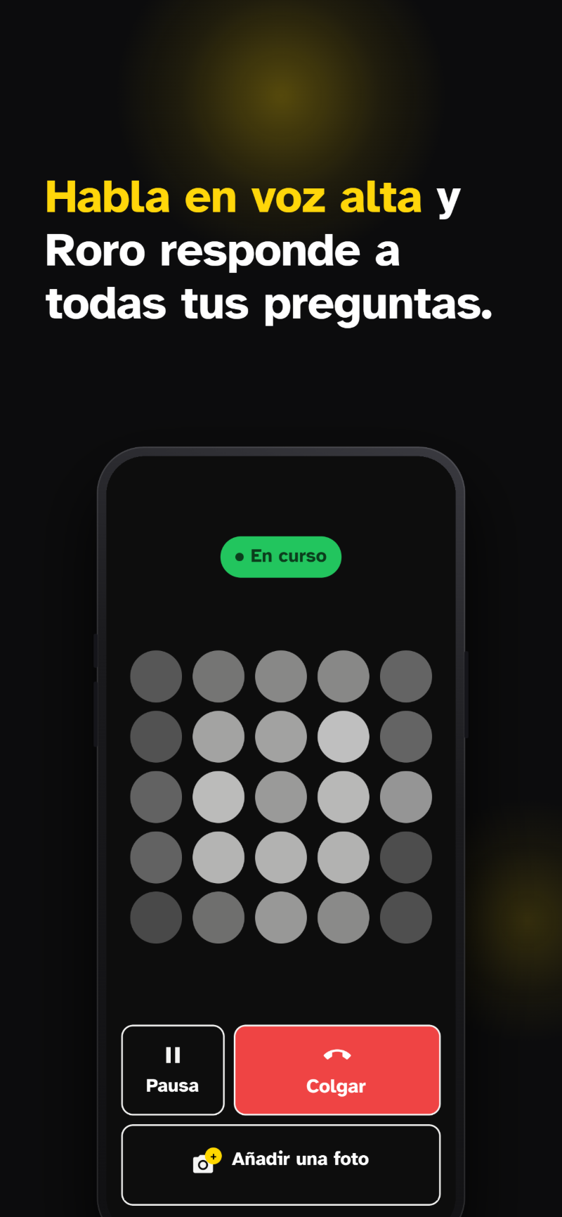 App Roro: conversación de voz en curso