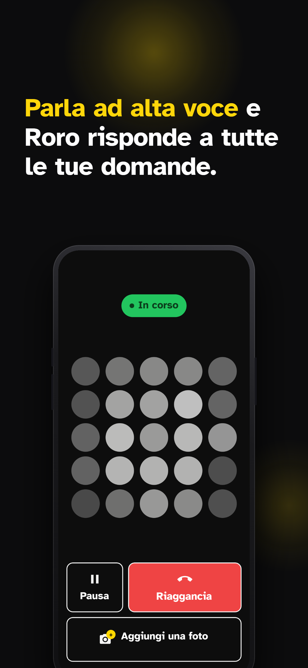 App Roro — conversazione vocale in corso